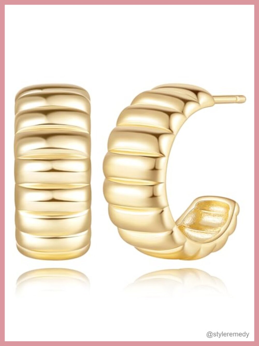 14K Gold Plated Hoop Earrings for Women 20mm